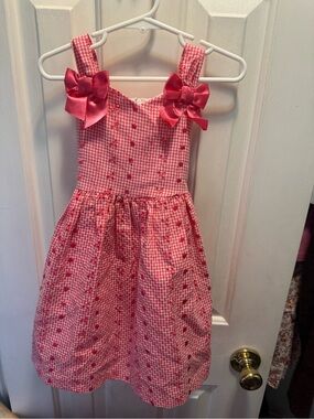 Bonnie Jean Pink Gingham Bow-Trim Sundress